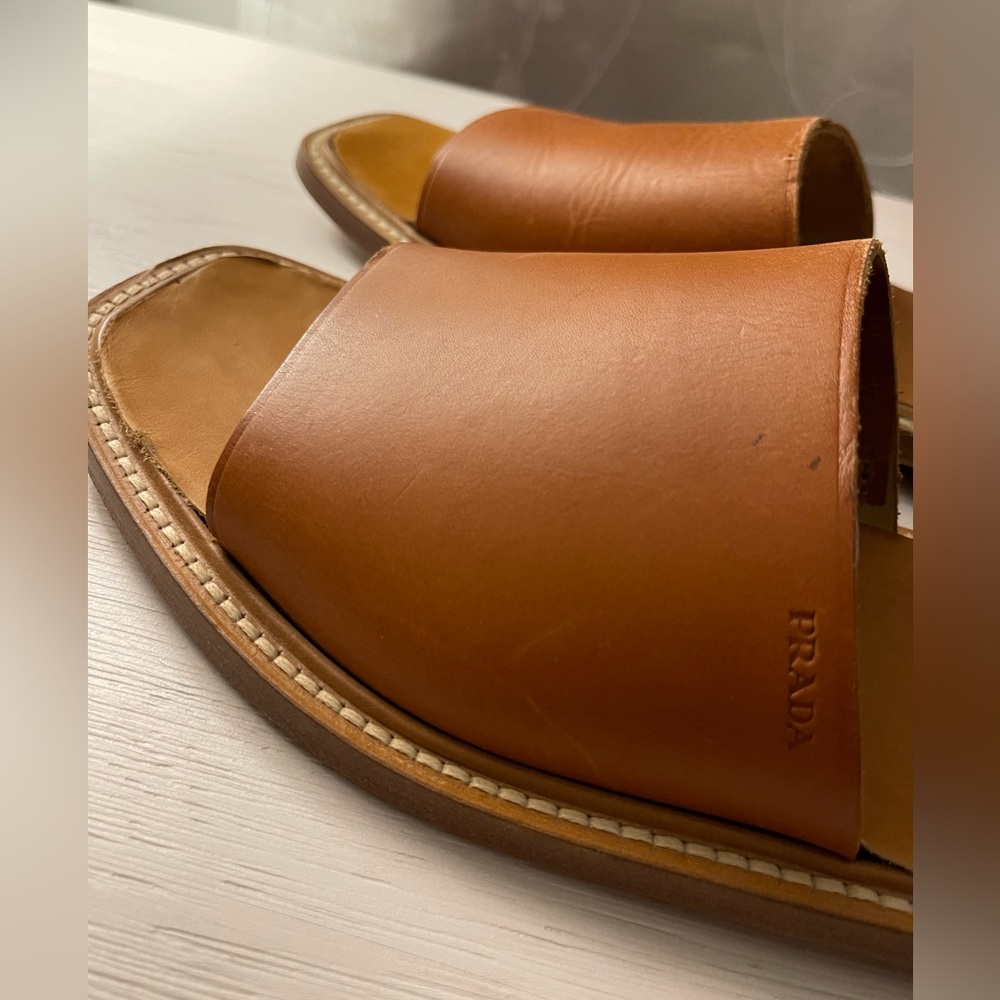 Prada Tan Leather Sandals